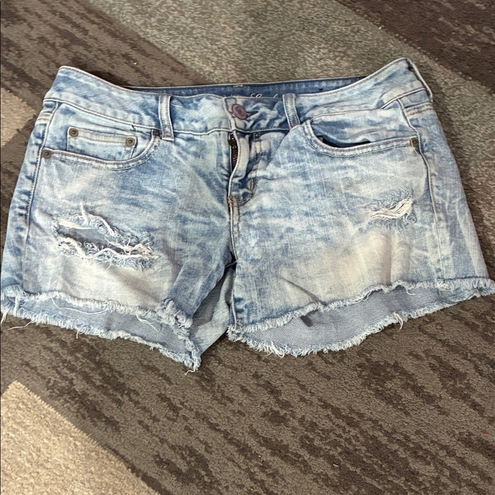 American Eagle Outfitters Light Wash Distressed Denim Shorts